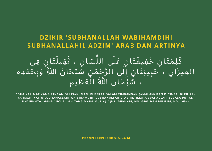 Dzikir 'Subhanallah Wabihamdihi Subhanallahil Adzim' Arab dan Artinya