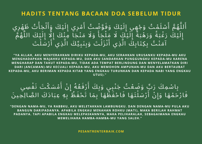 Hadits Tentang Bacaan Doa Sebelum Tidur